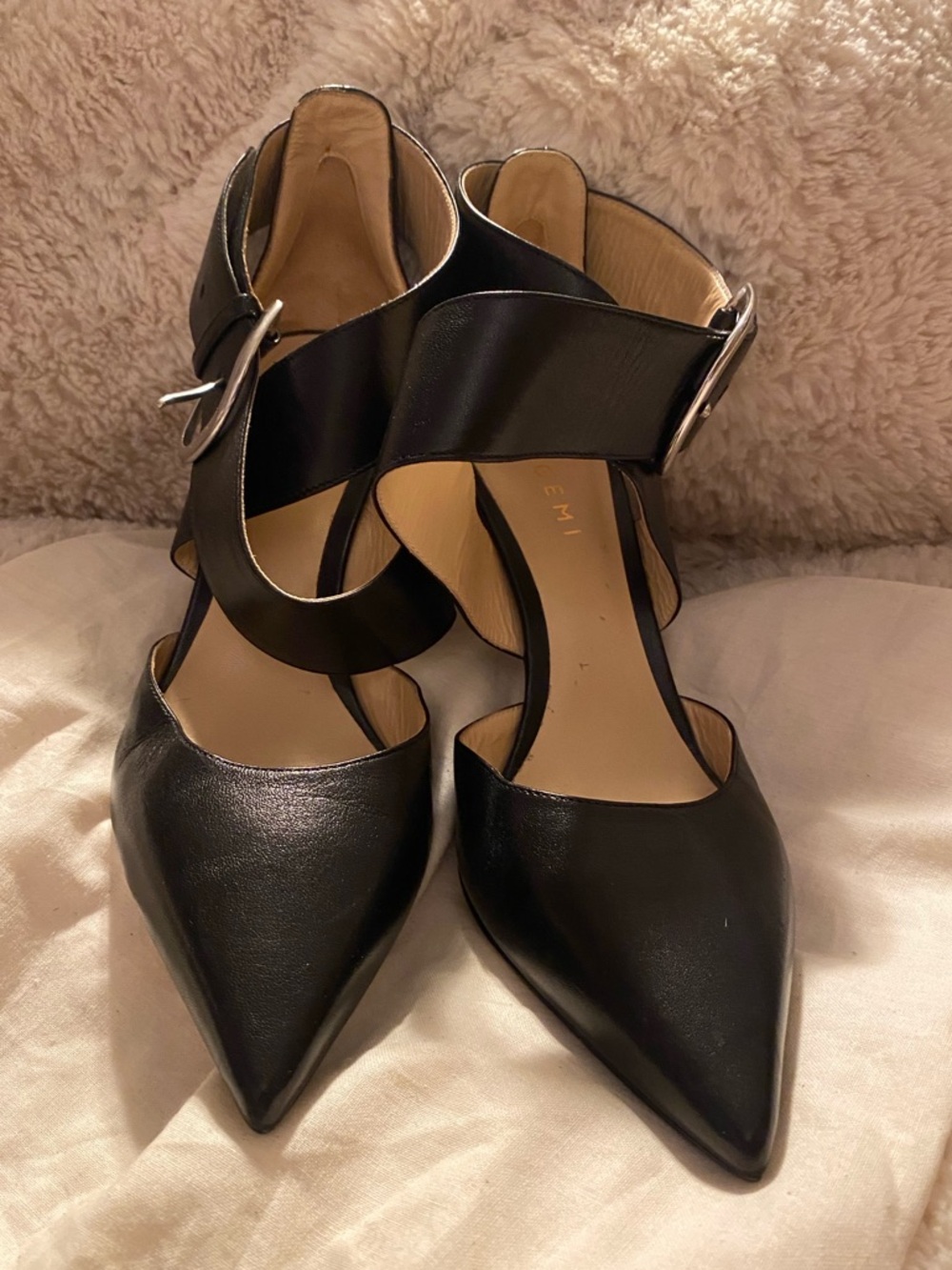 M. Gemi Elegant Black Leather Heels size 40.5